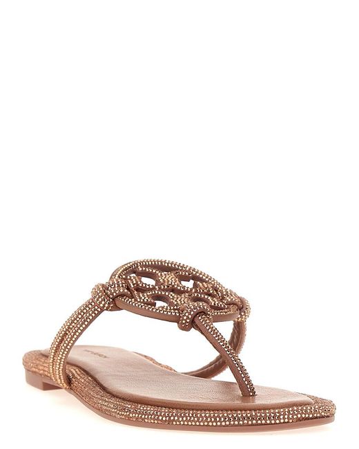 Tory Burch Brown Miller Knotted Pave Sandals