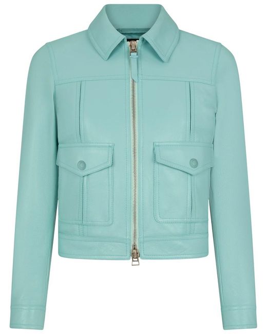 Tom Ford Green Cropped Leather Jacket