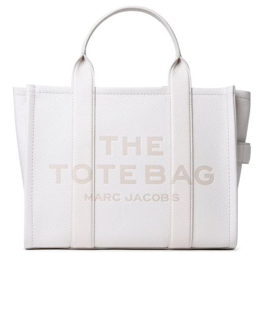 Marc Jacobs White Cream Leather Midi Tote Bag