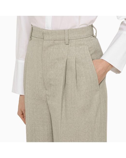 AMI Natural Light Grey Wool Trousers