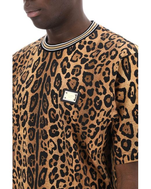 Dolce & Gabbana White Leopard Print T-Shirt With for men