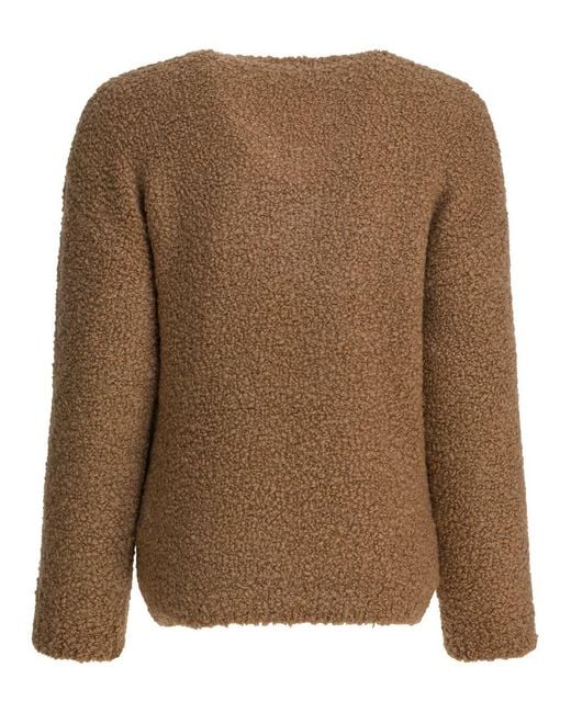Max Mara Brown Camel And Silk V-Neck Sweater
