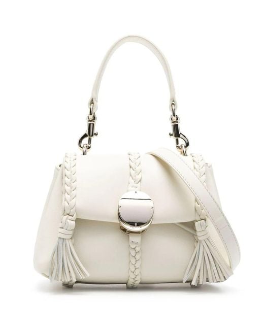 Chloé White Small Penelope Leather Shoulder Bag
