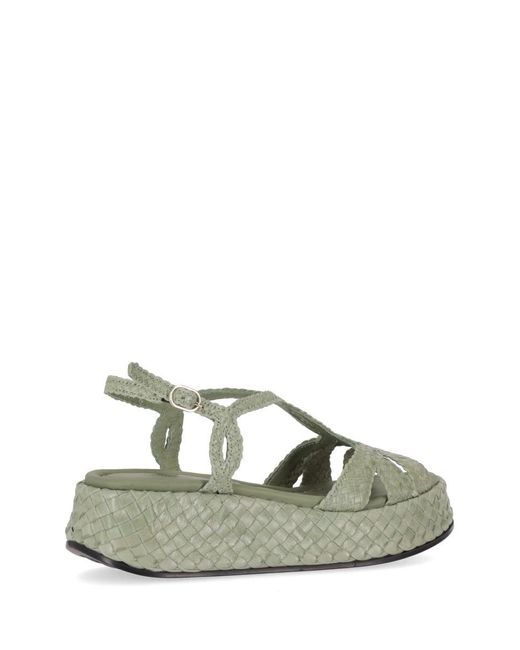 LA ROSE Green Maui Platform Wooden Sandal