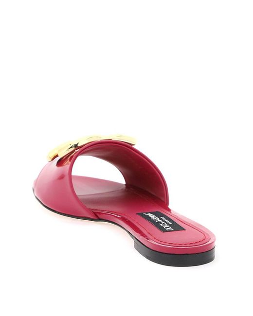 Dolce & Gabbana Pink Patent Leather Slides