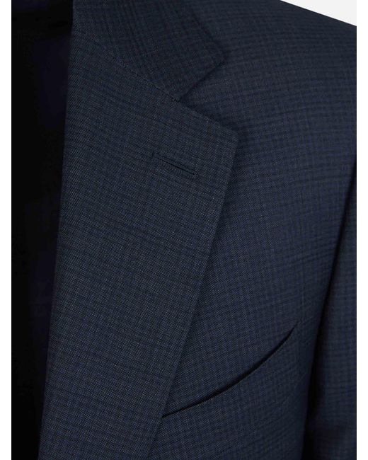 Canali Blue Wool Checked Suit for men