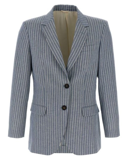 ジャケット BRUNELLO CUCINELLI Pinstripe blazer Brunello Cucinelli Pinstripe Twill Blazer in Blue | Lyst