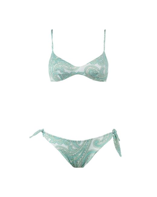 Saint Barth Green Aqua Paisley Print Bralette Bikini