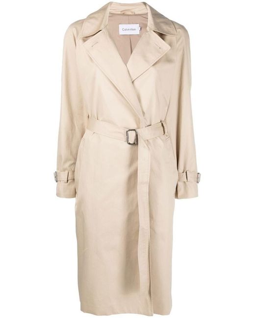 Calvin Klein Trench Coat With Logo in Natural | Lyst
