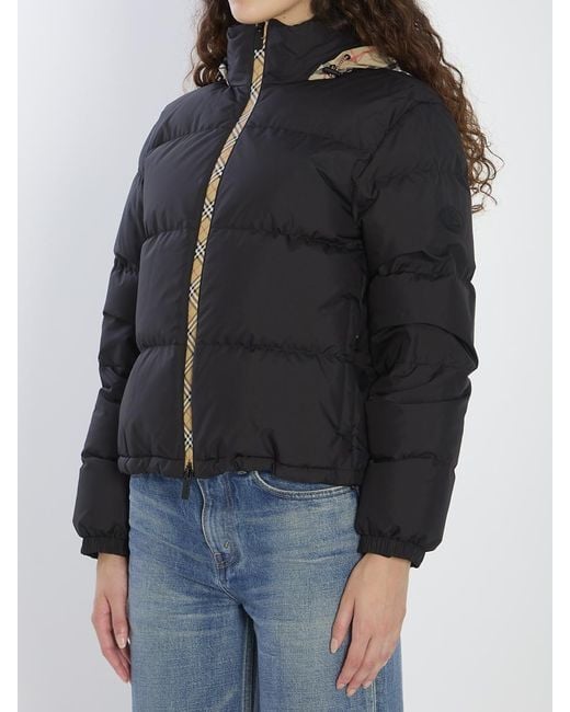 Burberry Black Puffer Jacket With Concealed Hood