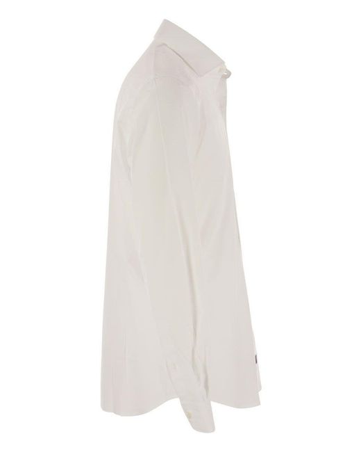 Fay White Stretch French Collar Shirt for men