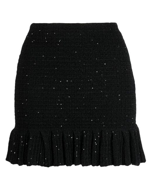 Self-Portrait Black Sequin-embellished Knitted Skirt