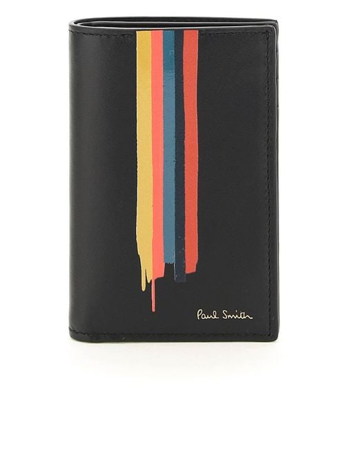 Paul Smith Leather Painted Stripe Bifold Card Holder in Black for Men ...