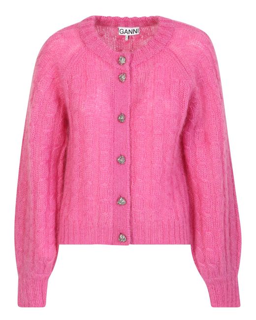 Ganni Synthetic Made From A Soft Mohair Blend, This Relaxed Cardigan By ...