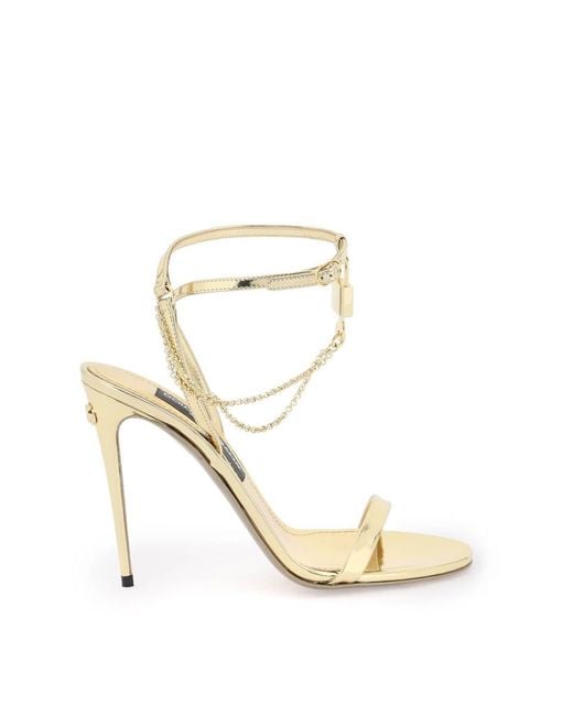 Dolce & Gabbana Metallic Keira 105mm Padlock-detail Sandals