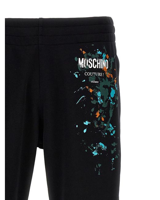 Moschino Black Logo Print Joggers Pants for men