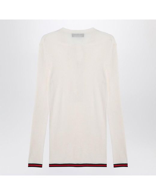 Gucci White Jersey With Web Ribbon for men