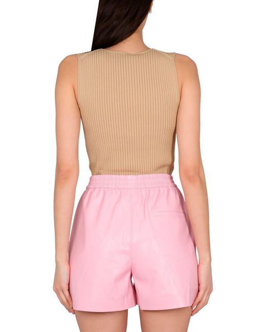 Nanushka Pink Sleeveless V-Neck Ribbed Top