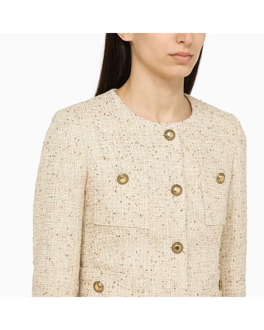 Tagliatore Natural Single Breasted Cotton Blend Jacket With Buttons