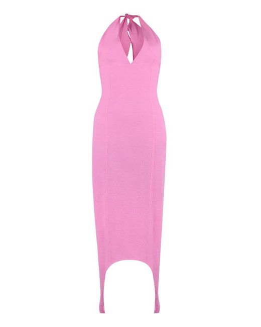 Patou Pink Neck-strap Crepe Dress