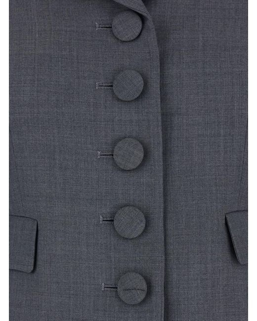 ShuShu/Tong Black Jacket With Notched Revers And V Neck