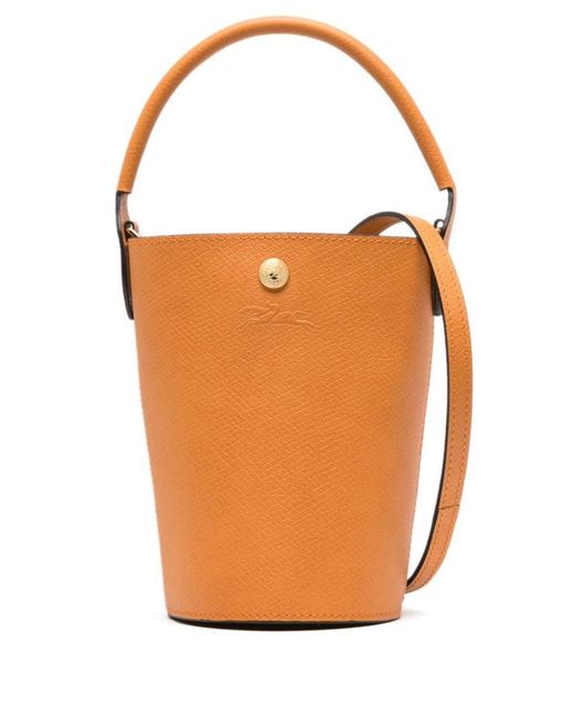 Longchamp Orange Xs Epure Bucket Bag With Embossed Logo