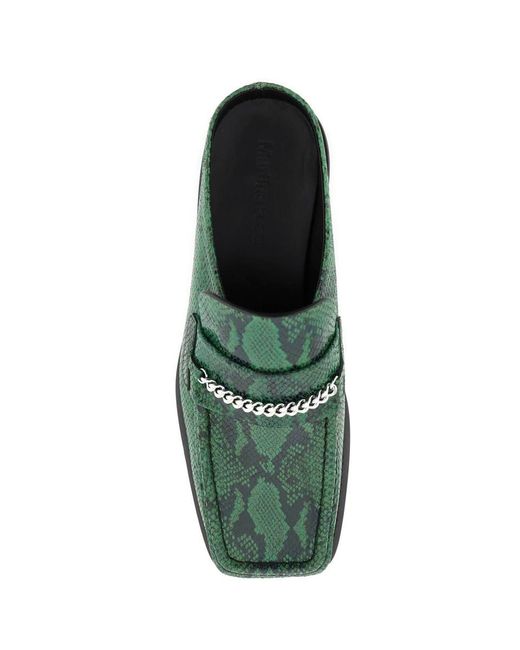 Martine Rose Green Piton-embossed Leather Loafers Mules for men