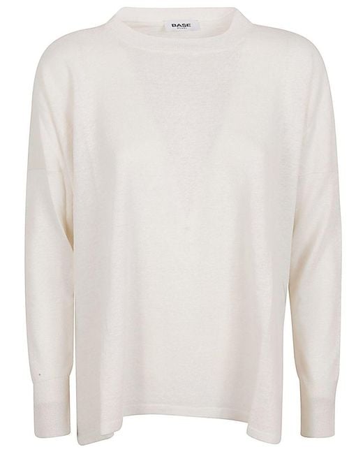Base London White Linen And Cotton Blend Boat Neck Sweater