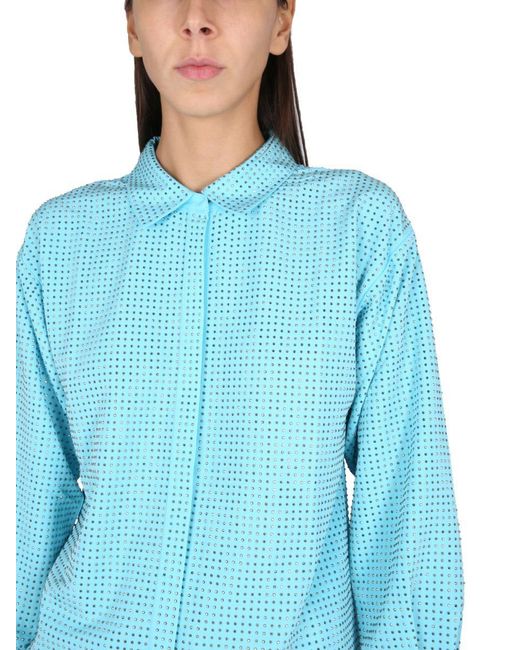 Self-Portrait Blue Taffeta Shirt