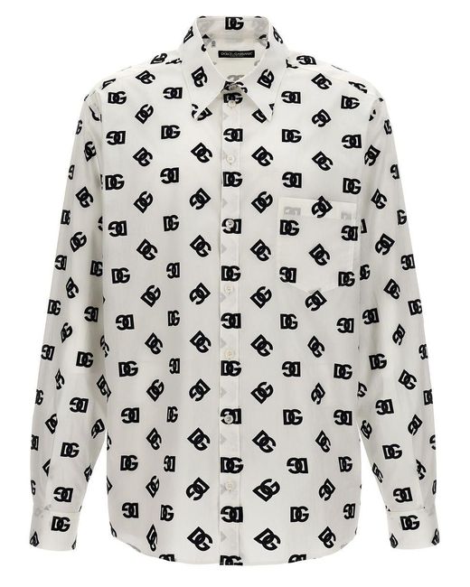 Dolce & Gabbana Gray Dg Logo Shirt All Over for men