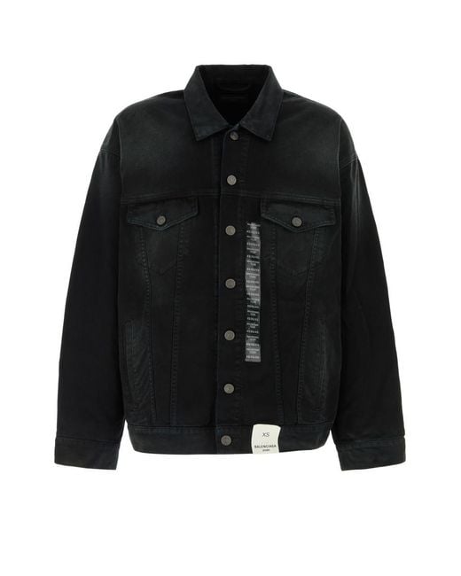 Balenciaga Black Denim Jacket With Size Stickers for men