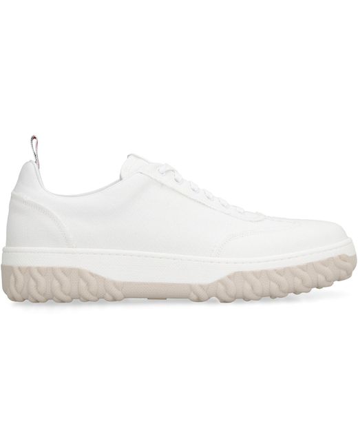 Thom Browne White Field Canvas Sneakers for men