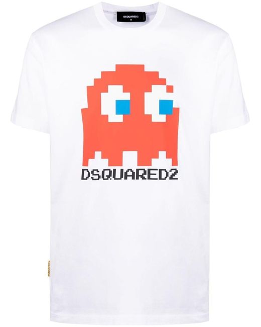DSquared² White Cartoon-print Cotton T-shirt for men