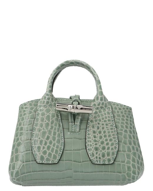 Longchamp Green 'Roseau Croco' Handbag