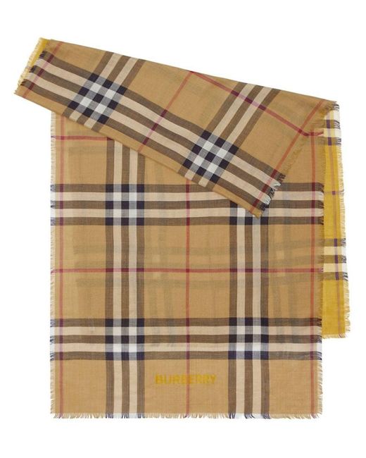 Burberry Brown Checked Wool-blend Reversible Scarf