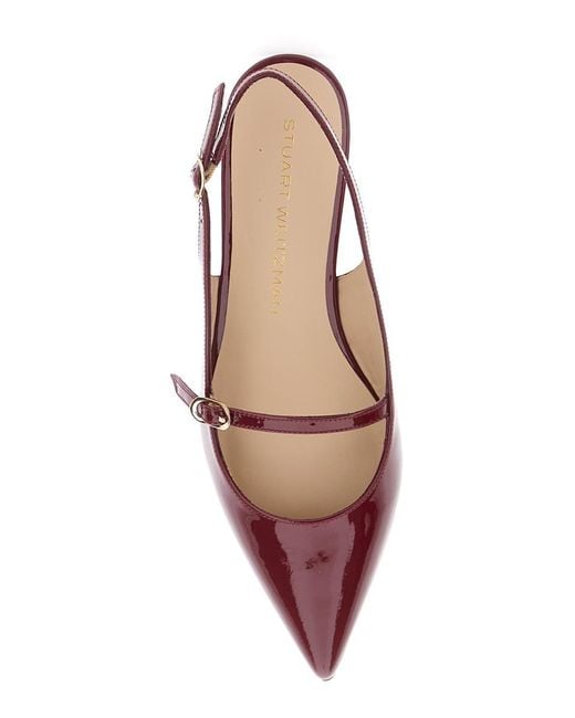 Stuart Weitzman Red 'emilia' Bordeaux Slingback Sandals With Adjustable Strap Closure In Patent Leather Woman