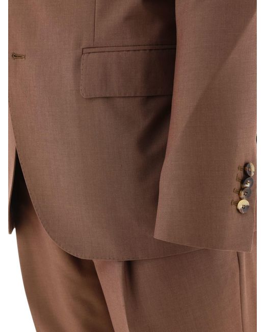 Lardini Brown Wool Blend Single-Breasted Suit for men