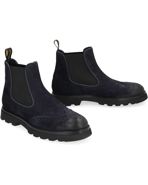 Doucal's Blue Suede Chelsea Boots for men