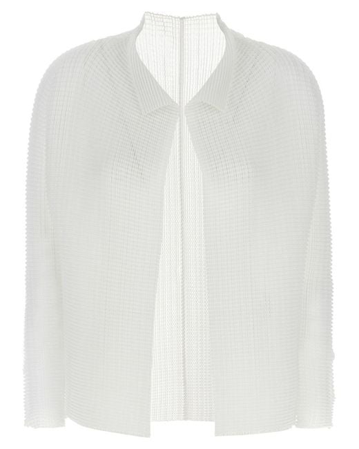 Issey Miyake White 'wooly Pleats-56' Cardigan