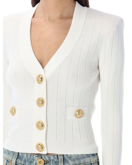 Balmain Blue Knit Cardigan With Buttons