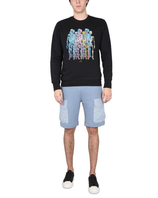 PS by Paul Smith Blue Skull Print Sweatshirt for men