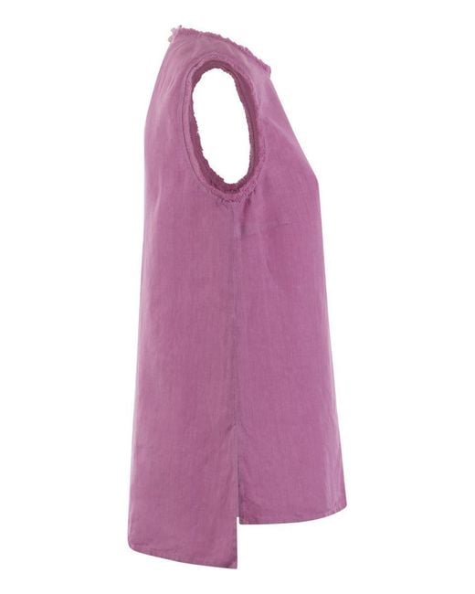 Peserico Purple Sleeveless Linen Top
