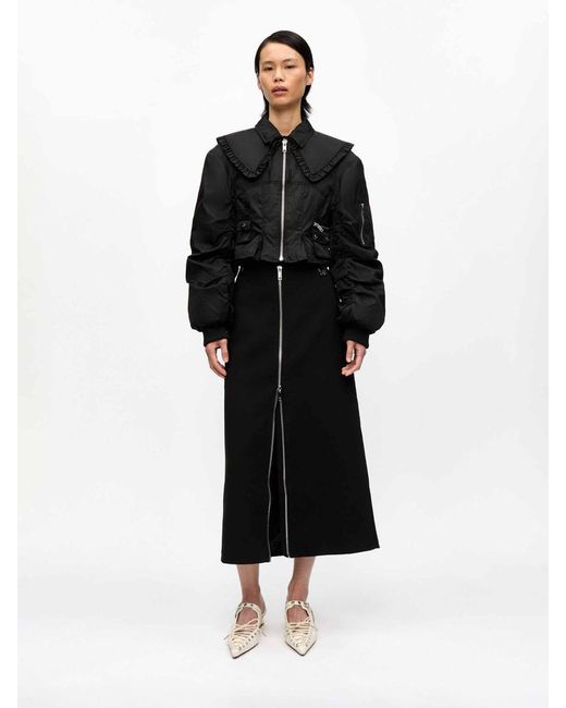 Ganni Black Duchesse Fitted Jacket