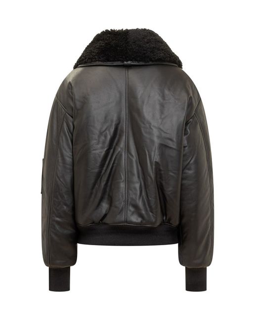 AMI Black Ami Alexandre Mattiussi Leather Bomber Jacket