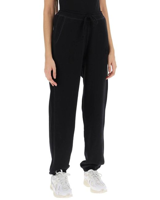 Ganni Black Joggers In Cotton French Terry