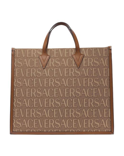 Versace Brown All Over Logo Large Tote Bag for men