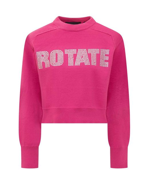ROTATE BIRGER CHRISTENSEN Pink Firm Sweater With Logo