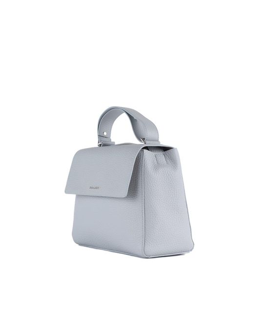 Orciani Gray Sveva Soft Medium Dust-Colored Leather Shoulder Bag With Shoulder Strap