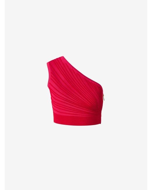 Balmain Red Top Cropped Draped