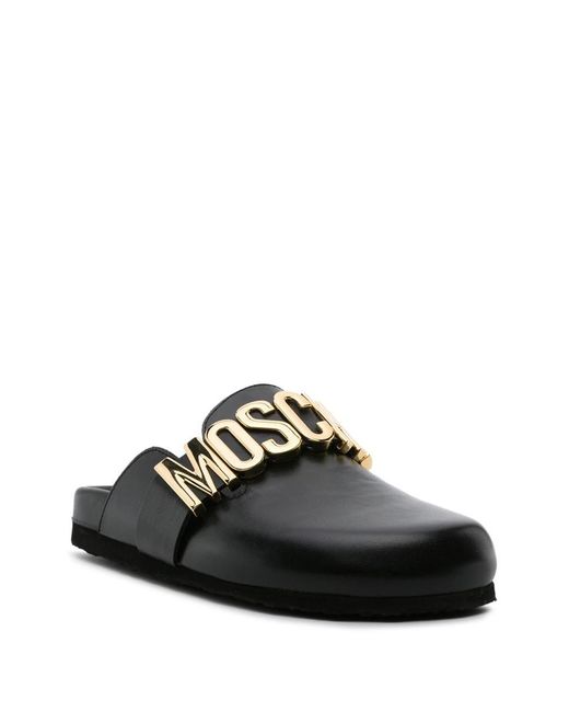 Moschino Black Mules With Logo
